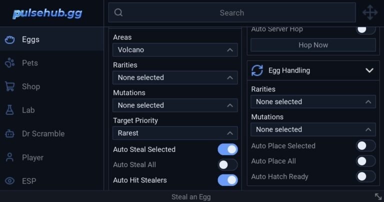 Steal An Egg Script NO Key PulseZax Hub Auto Farm Egg and pets